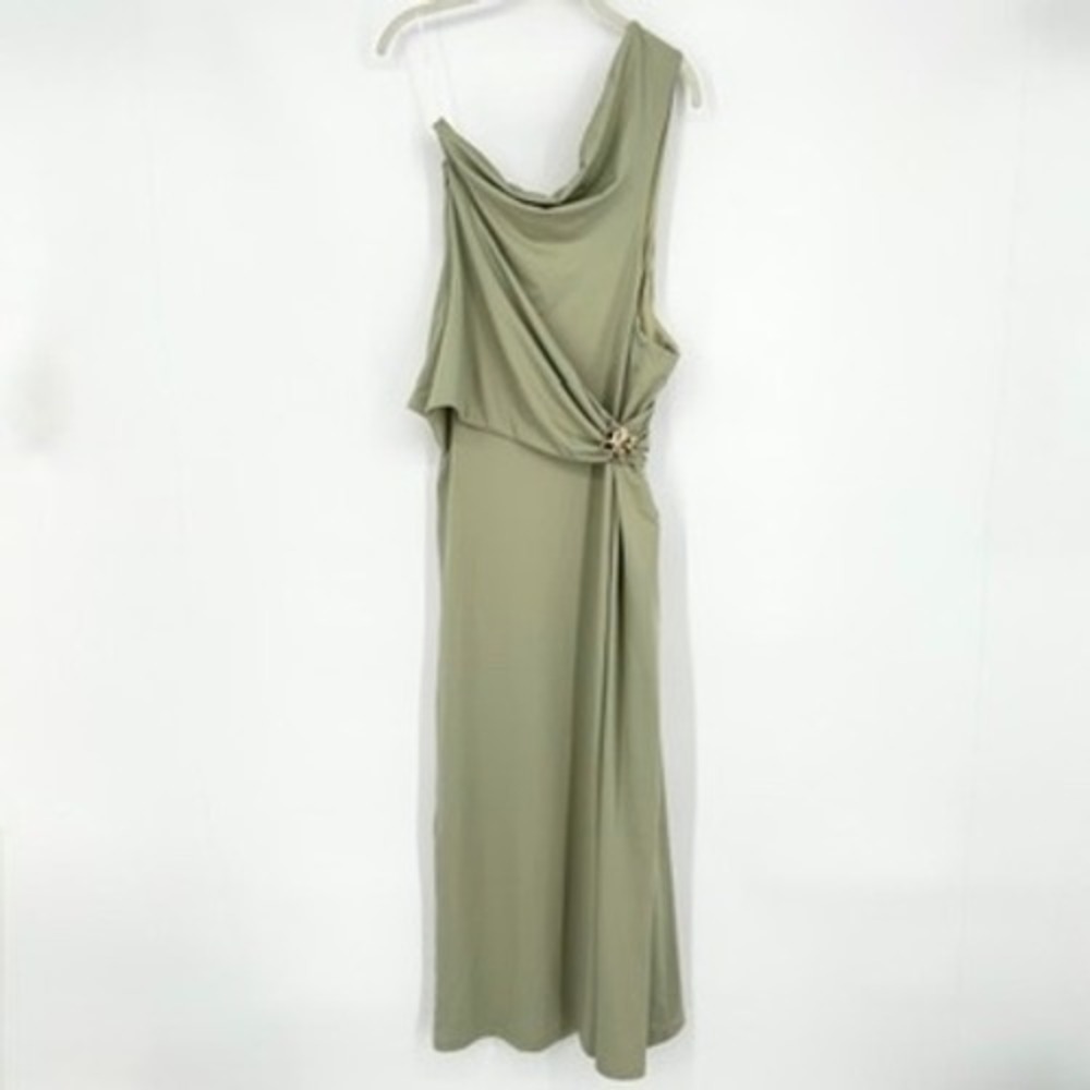 NWT Peppermayo Anette Maxi Dress Sage Green Strapless Gold Detail Cutout Gown 10 - Picture 3 of 16